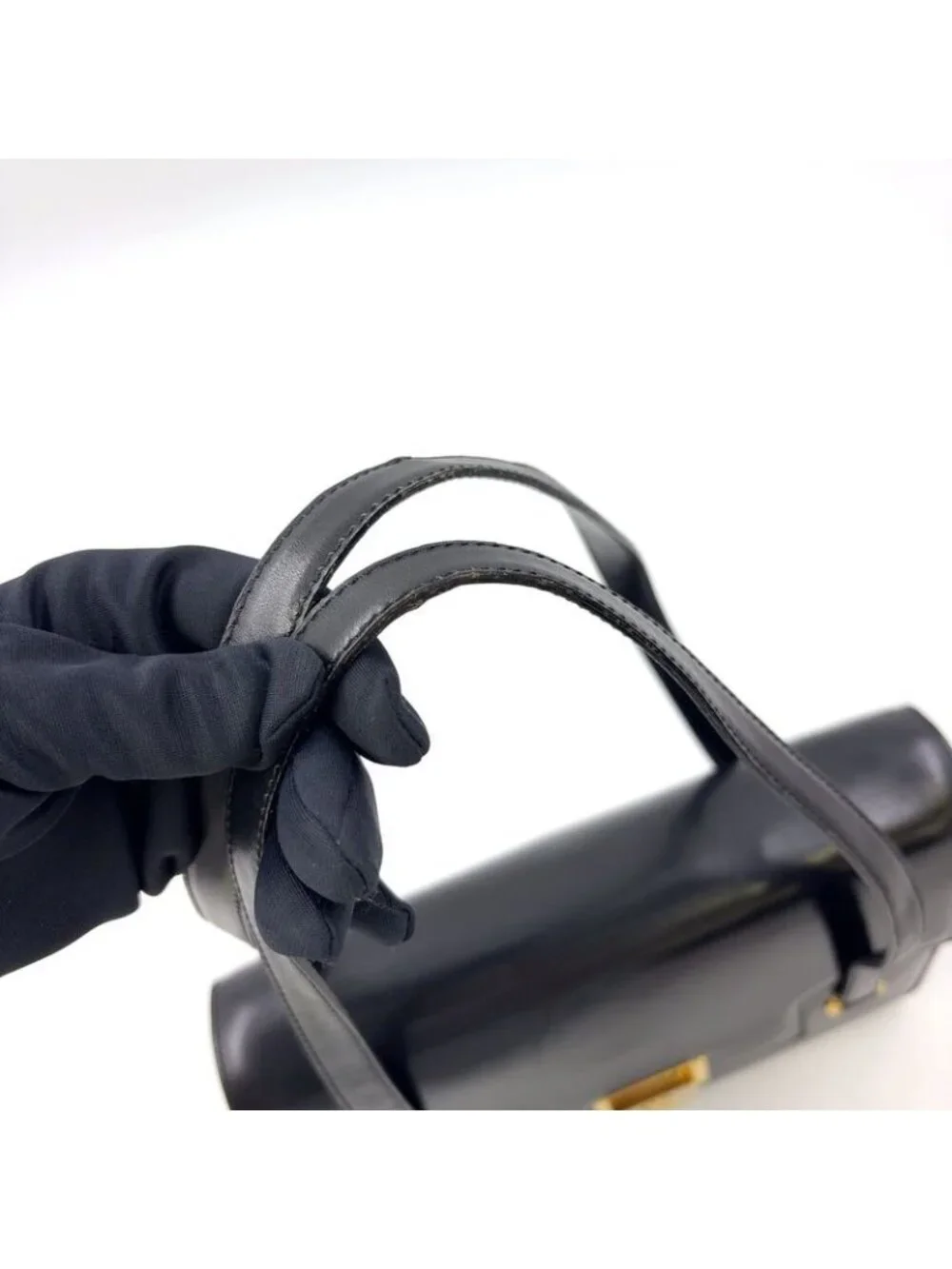 ★SOLD★ Celine Triomphe Leather Black Handbag Gold - Picture 5 of 15